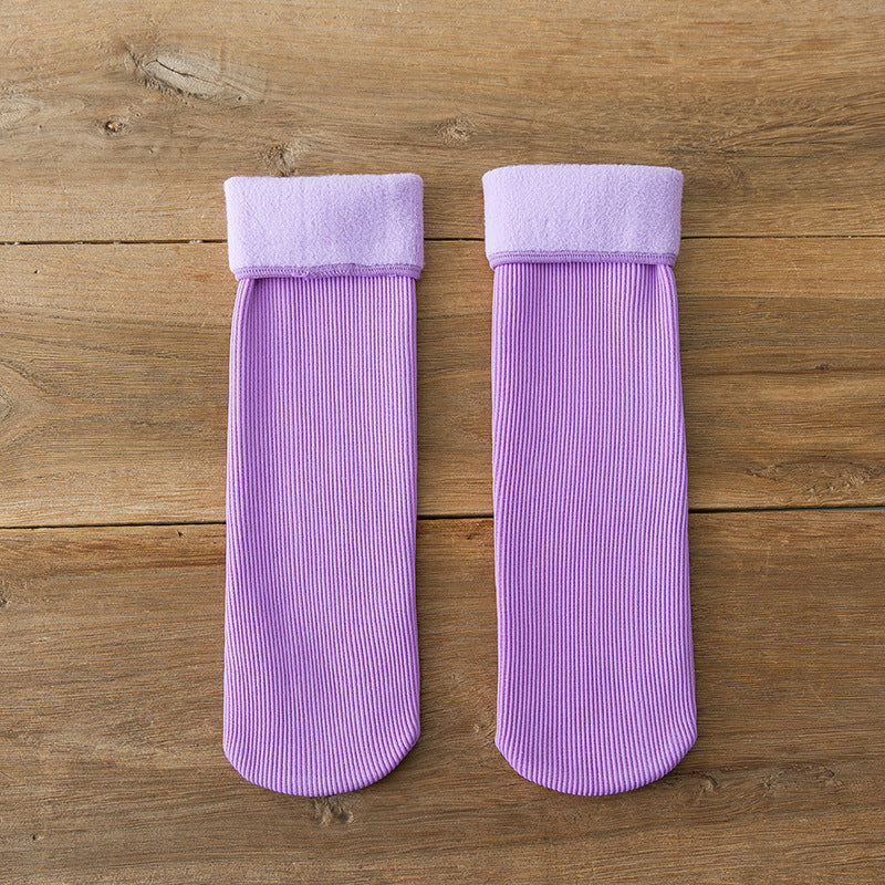 Wool Thickened Women's Medium Tube Solid Color Socks