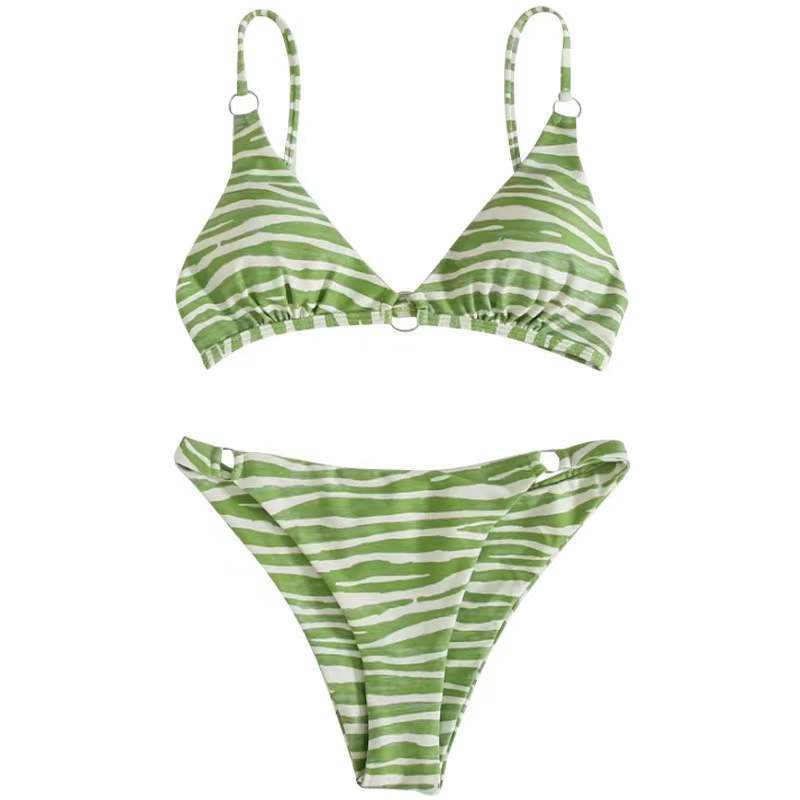 Bikini Swimsuit Women's Three-point Strap Striped Printed Bikini