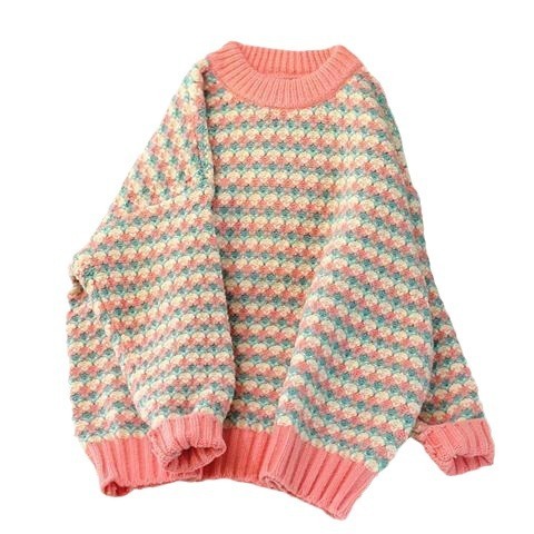 Soft Glutinous Plaid Autumn And Winter Coarse Yarn Sweater Loose