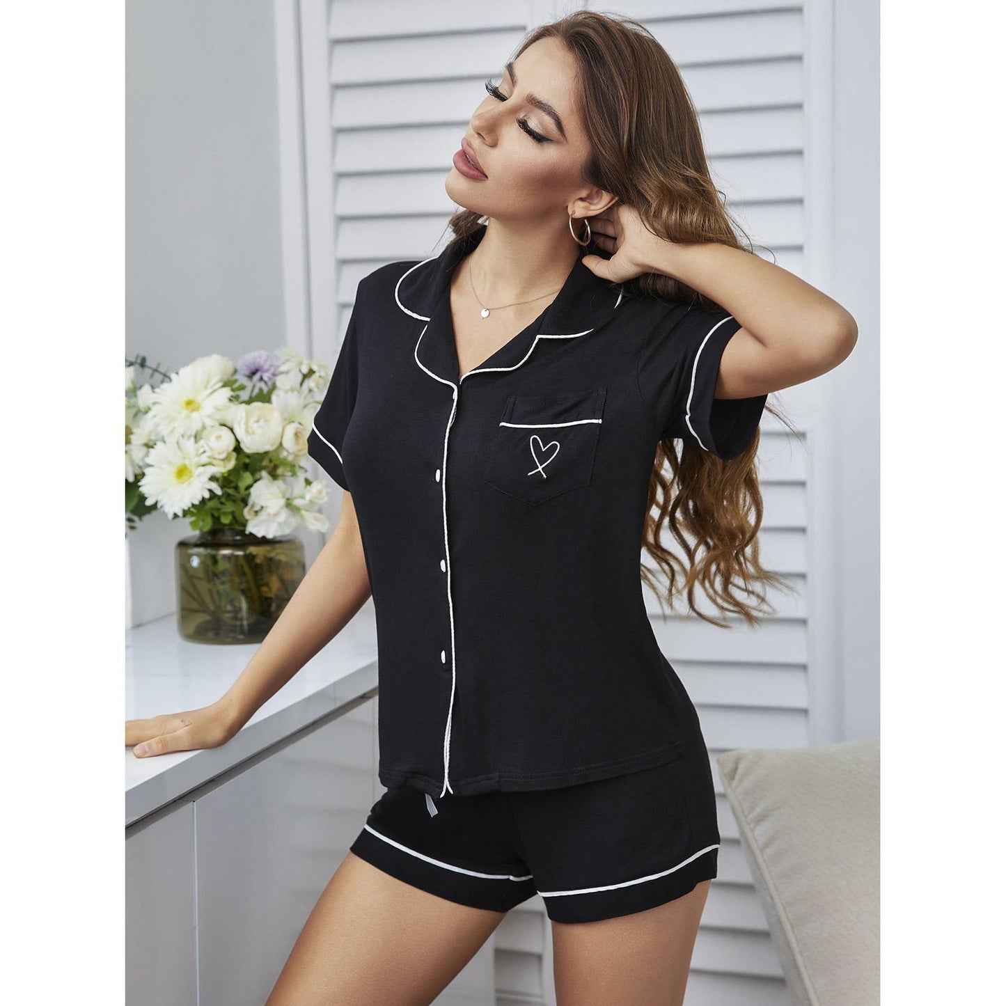 Cardigan Short Sleeved Pajama Home Set