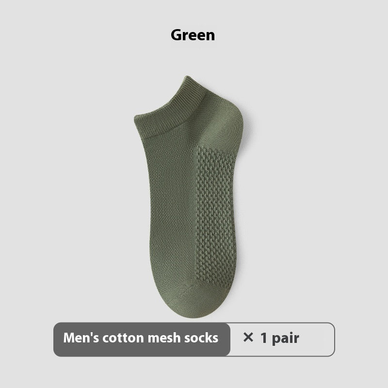 Cotton Anti-Pilling Short Socks Men's Deodorant And Sweat-absorbing Invisible Tight Mesh Boat Socks