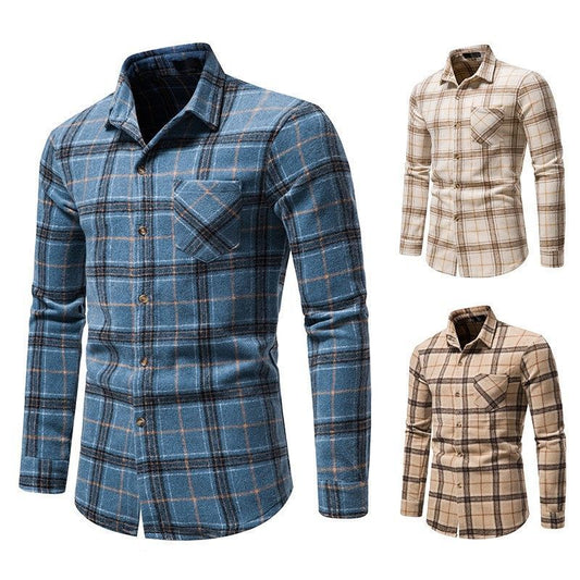 Men's Thick Warm Woolen Flannel Casual Long sleeve