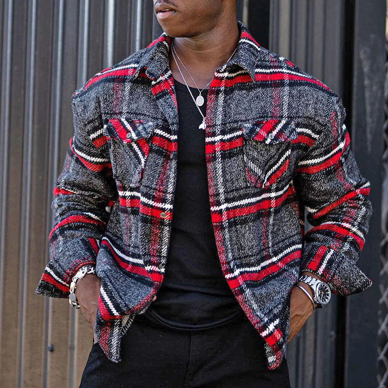 Men's Fashion Casual Plaid Jacket Top