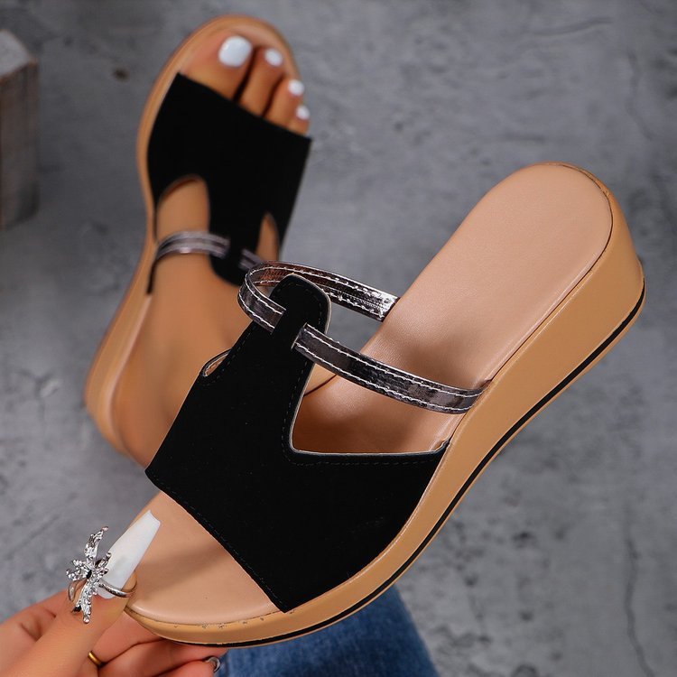 Plus Size Wedge Slippers Women's Platform Height Increasing