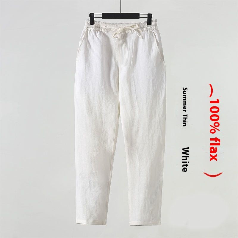 Cotton Linen Cropped Men's Casual Pants Style