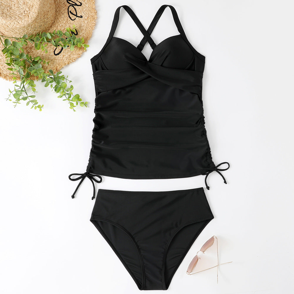 Women's Seperated Swimwear Solid Color Nylon Slim Fit Slimming