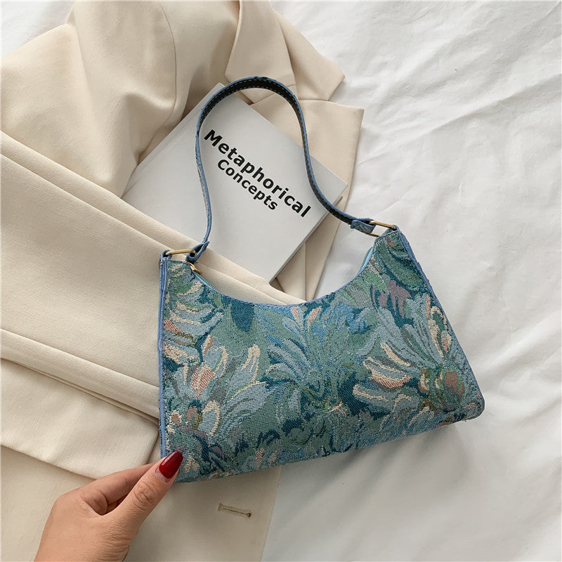 Oil Painting One-shoulder Underarm Crossbody Bag Women's Shoulder Bag Casual Color Zipper Handbags