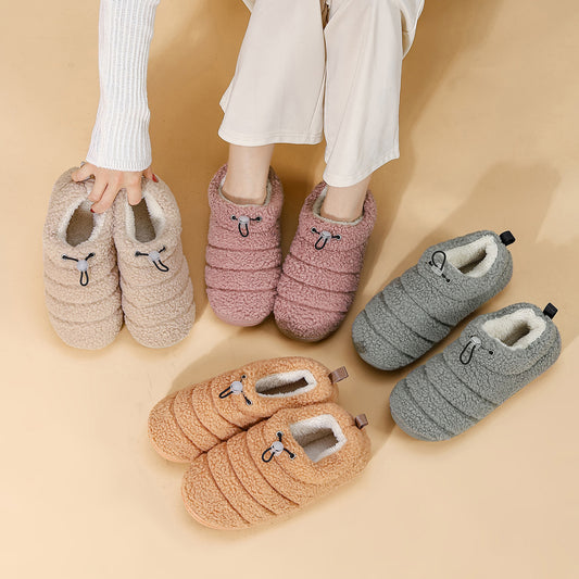 Home Button Linear Cotton Shoes Thickened Warm Non-slip Cotton Slippers