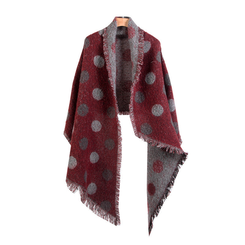 European And American Autumn And Winter Scarf Women's Circle Yarn Polka Dot Angle Thickened Shawl