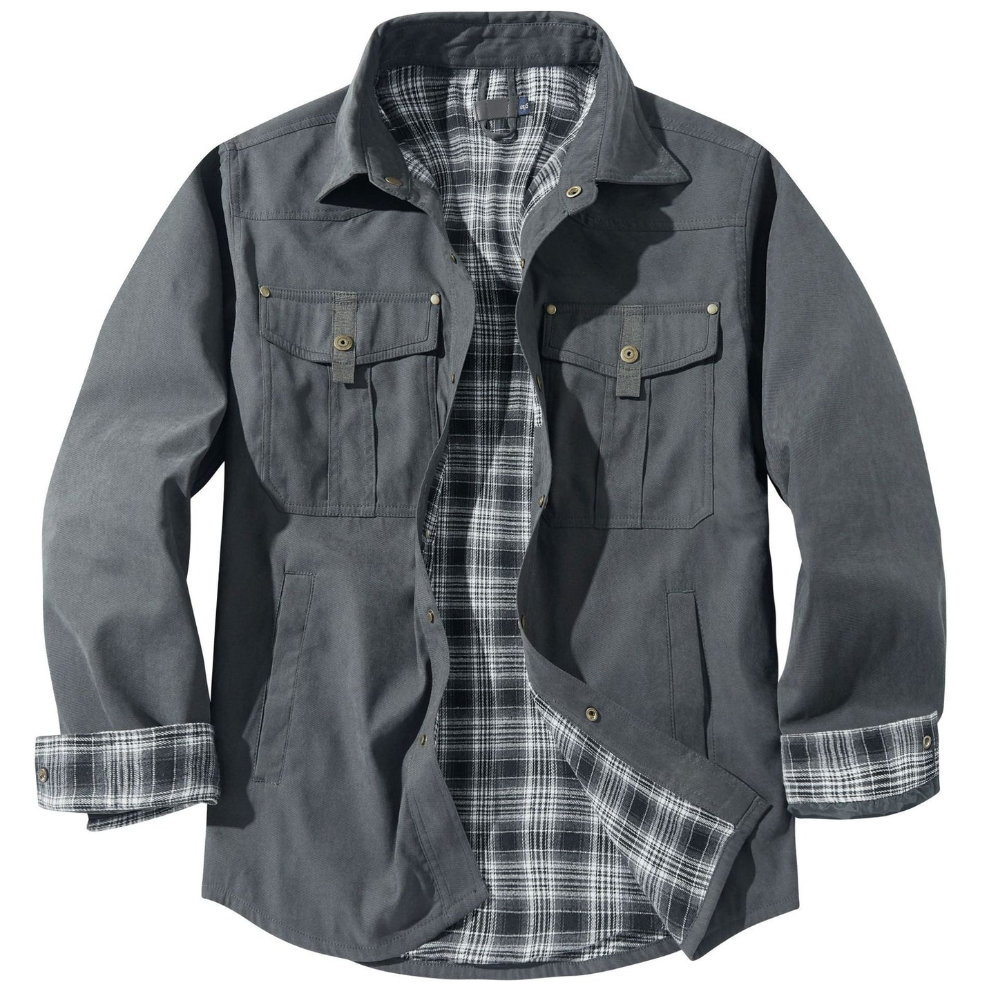 Lapel Plaid Flannel Casual Coat