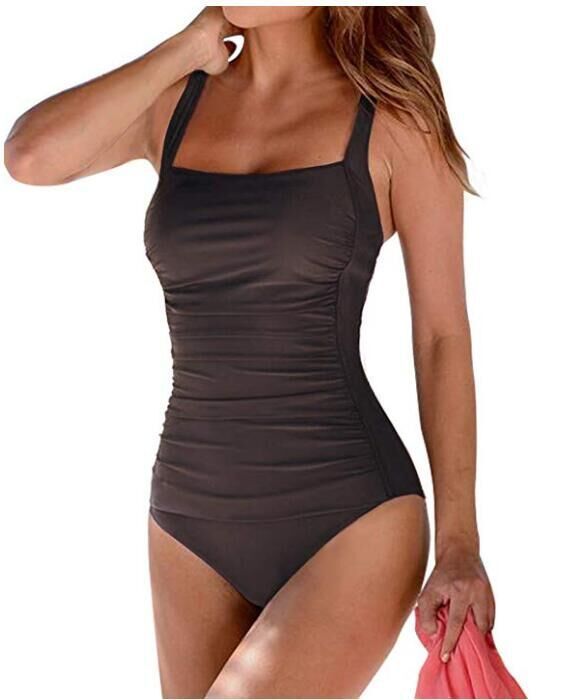 Women's swimwear with solid shoulder straps