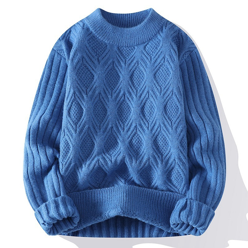 Men's Fashion Casual Solid Color Twisted Sweater