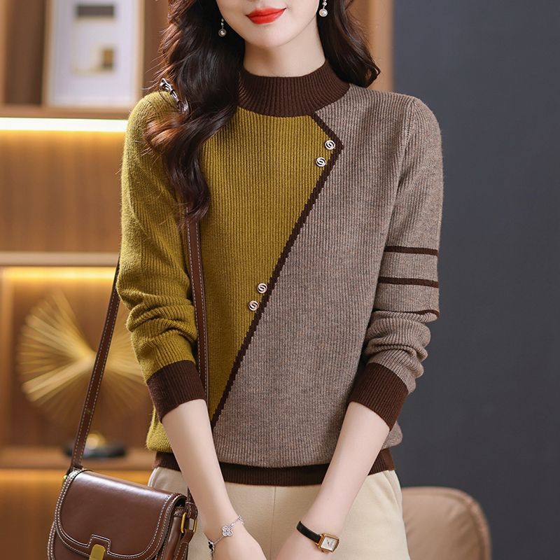 Fashion All-matching Mock Neck Sweater Women