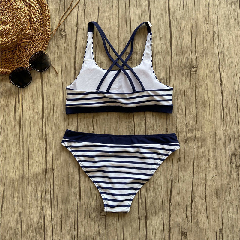 Stripes ladies sexy split swimwear