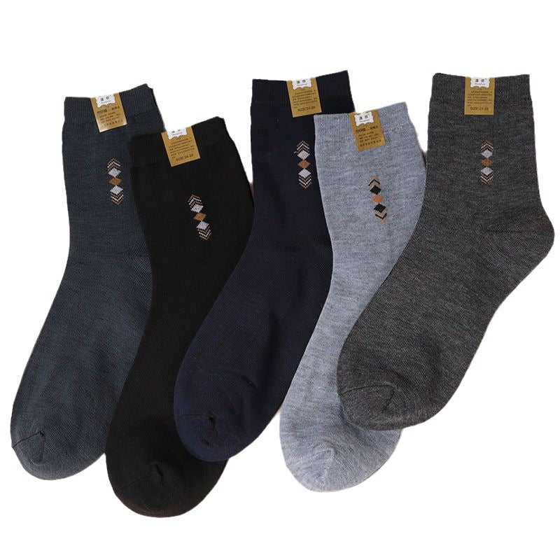 Men's Autumn And Winter Mid-calf Length Socks Black Wear-resistant Four Seasons
