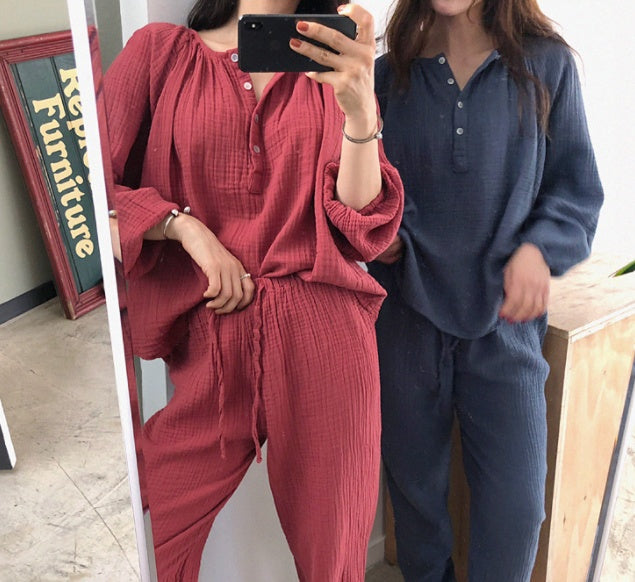 Round Neck Loose And Comfortable Pajamas Suit