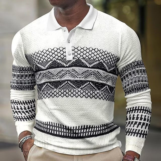 Button Sleeve Length POLO Sports Casual Men Sweater