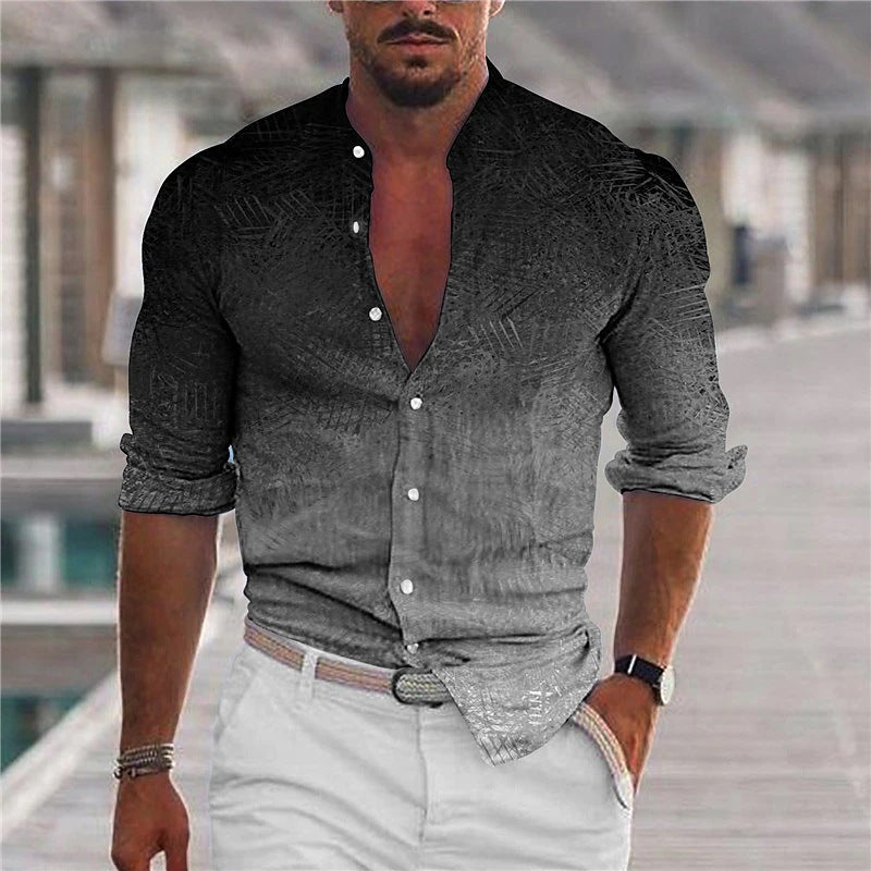 European And American Summer Men's Simple All-matching Short-sleeved Shirt 3D Digital Printing