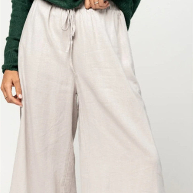 Loose Cropped Wide-leg Pants Women's Clothing