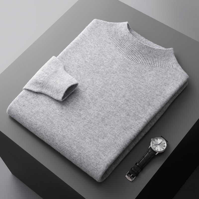 Half-collar Wool Sweater Men's Solid Color Knitted Sweater