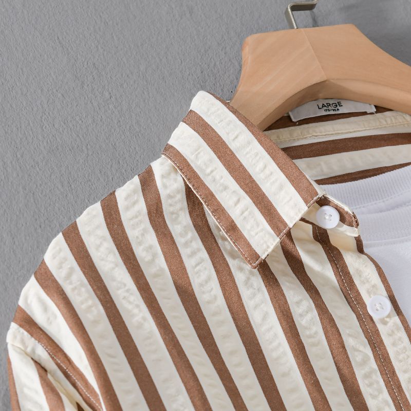 Color Matching Long Sleeve Stripe Men's Shirt