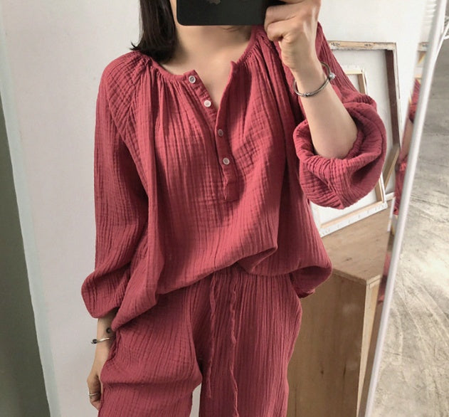 Round Neck Loose And Comfortable Pajamas Suit