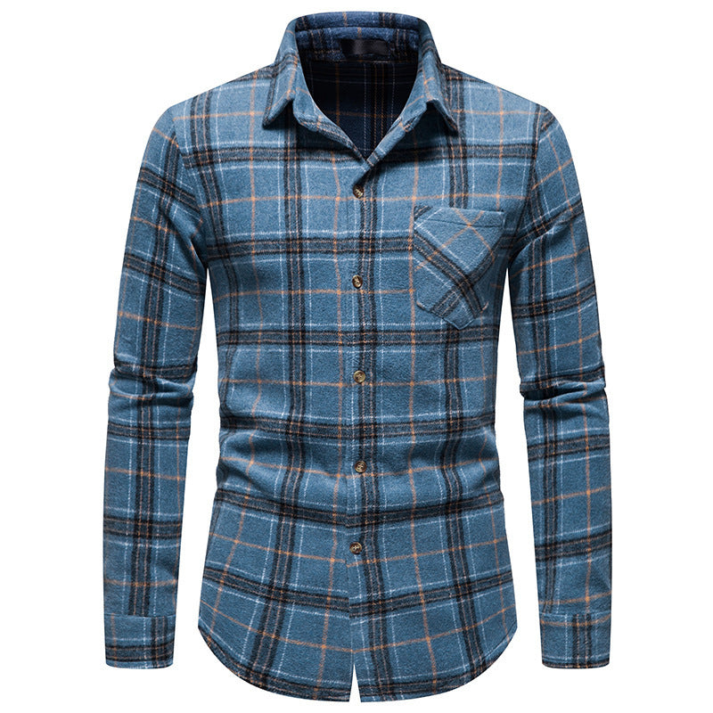 Men's Thick Warm Woolen Flannel Casual Long sleeve