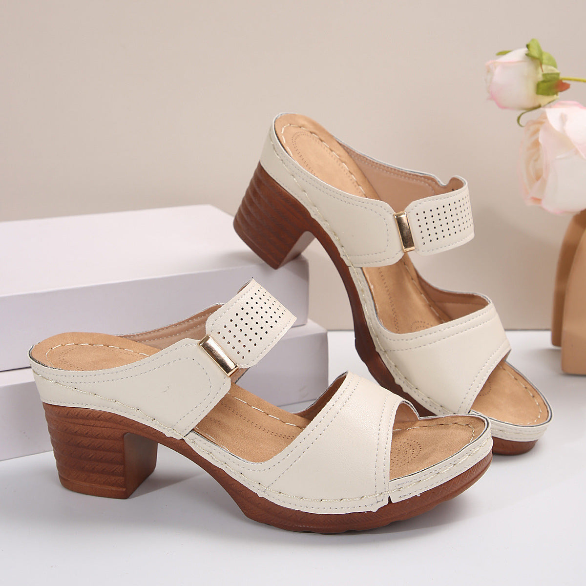 Women's Casual Anti Slip Thick Soled High Heel Sandals