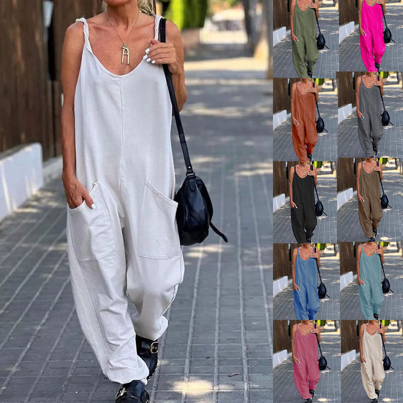 Women's Minimalist Solid Color Casual Jumpsuit