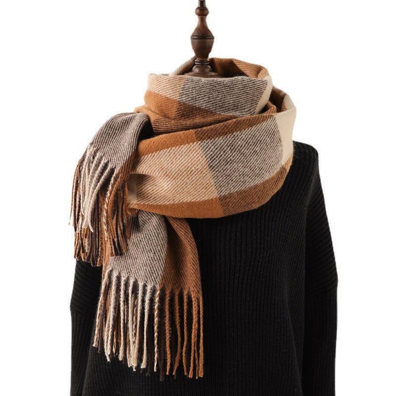 Thick Warm Outer Shawl Tassel South Korea Artificial Cashmere Scarf