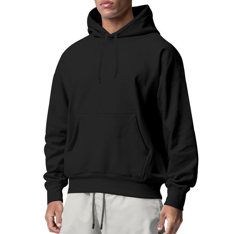 European And American Men's Sports Solid Color Fleece Sweater Hoodie