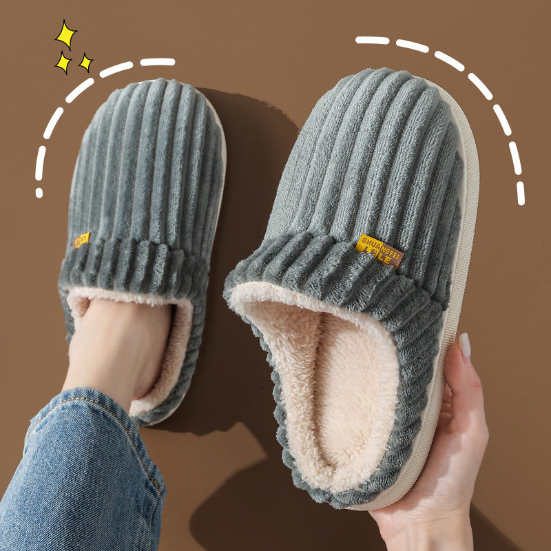 Autumn And Winter Cotton Slippers Female Couple Bag Heel Warm Non-slip Indoor