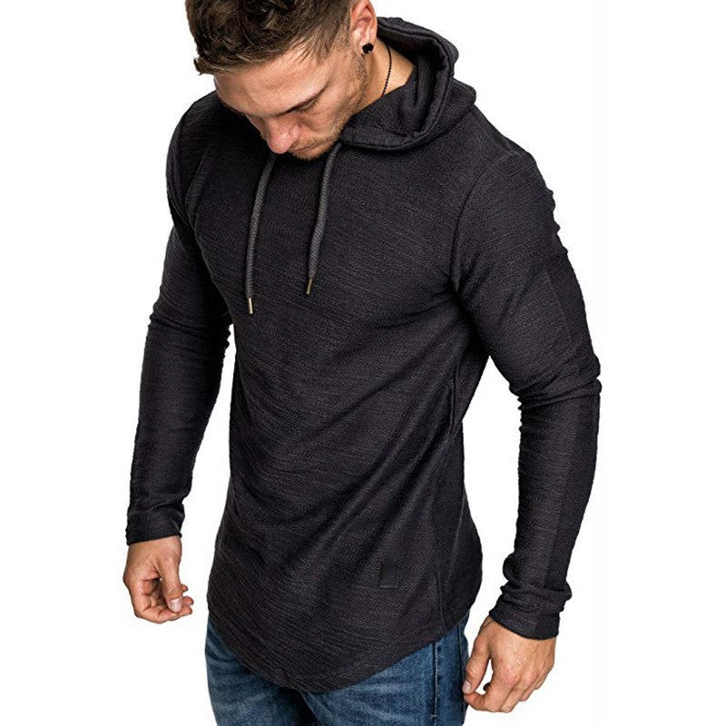 High Street Hipster Hooded T-shirt Men's Summer Loose Casual Shoulder Long Sleeve European Size Men's T-shirt Jacket