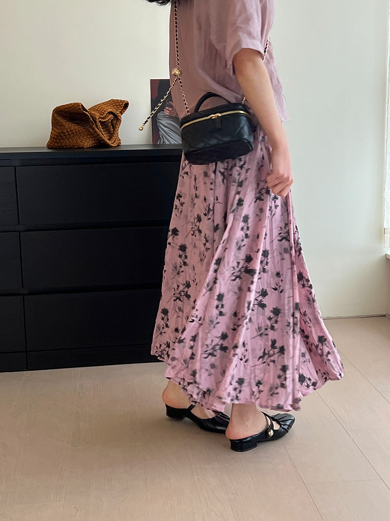French Style Vintage Floral Skirt For Women