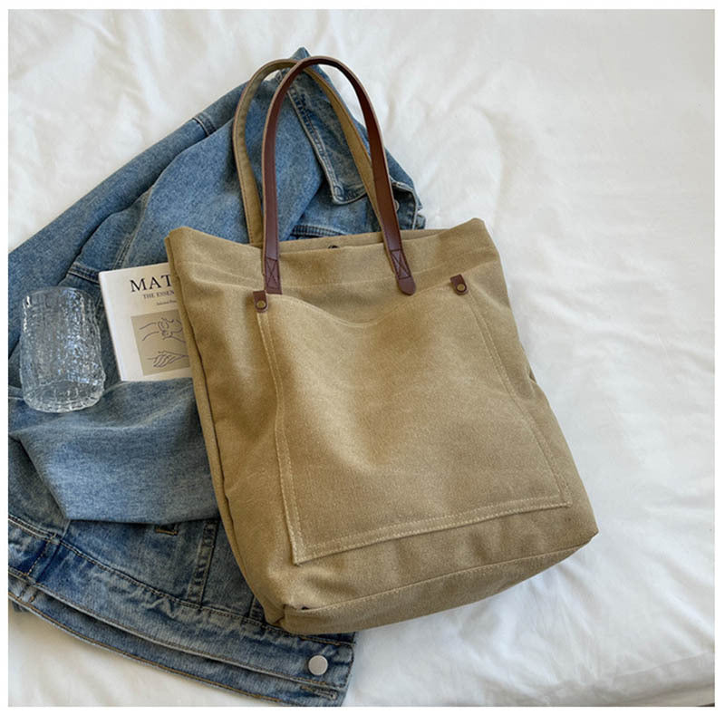 Stylish Simple Retro Canvas Tote Pocket Bag