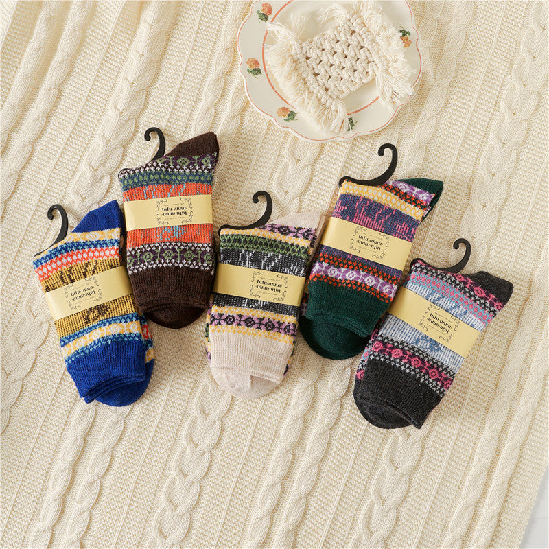 Women's Autumn And Winter Thickening Thermal Middle Tube Angora Wool Socks