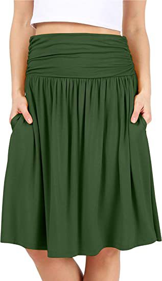 European And American Women's Clothing Pleated Elegant Midi Skirt