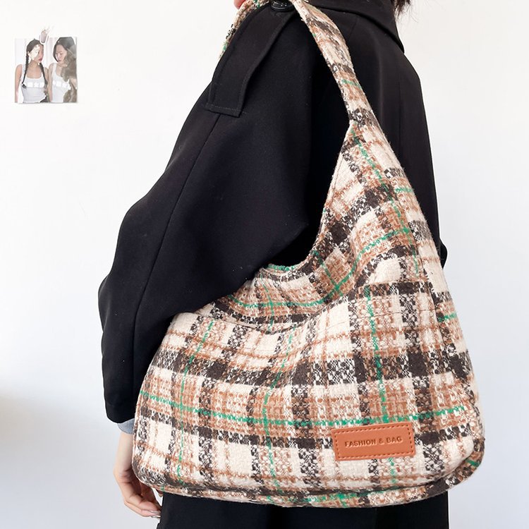 New Plaid Retro Large Capacity Bag For Women