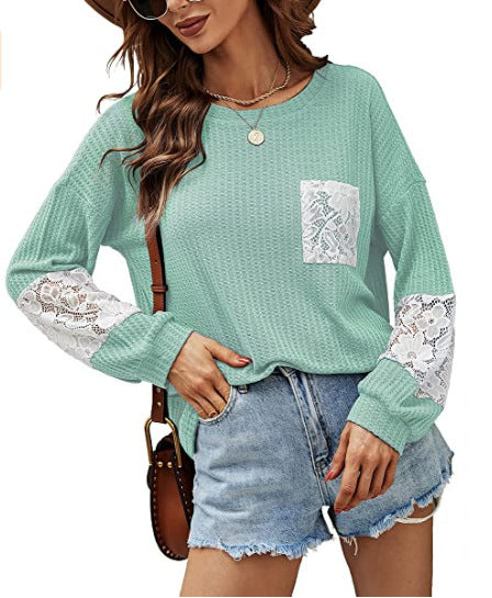 Lace Casual Women's Loose Patchwork Easy Matching Knitwear Women