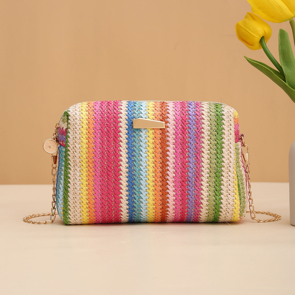 Rainbow Straw Bag Woven Bag Crossbody