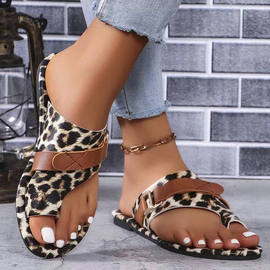 Leopard Print Slippers Women's Fashion Comfortable Flat Slippers