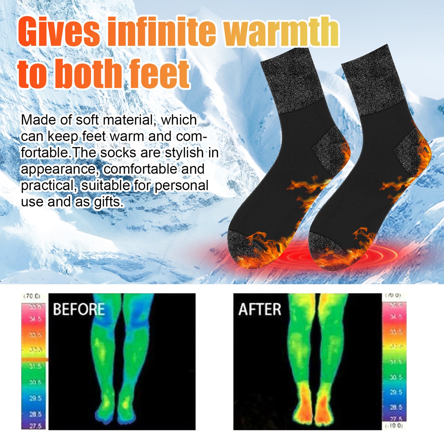 Crystal Silk Fever Socks Winter Outdoors Cycling