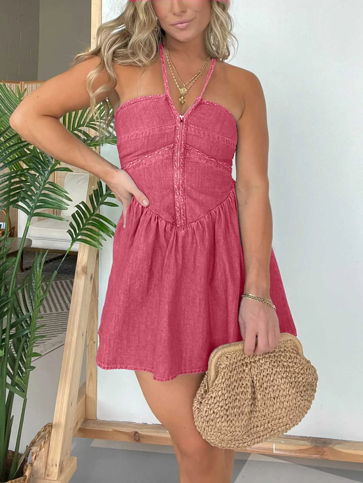 Fashion Women's Halter Denim Dress