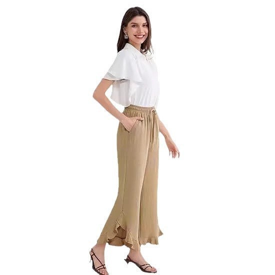 Fashion Ruffles Bell-bottoms Ankle-length Pants Women