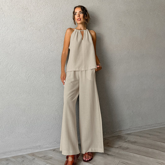 Loose Halterneck Vest Pants Two-piece Set