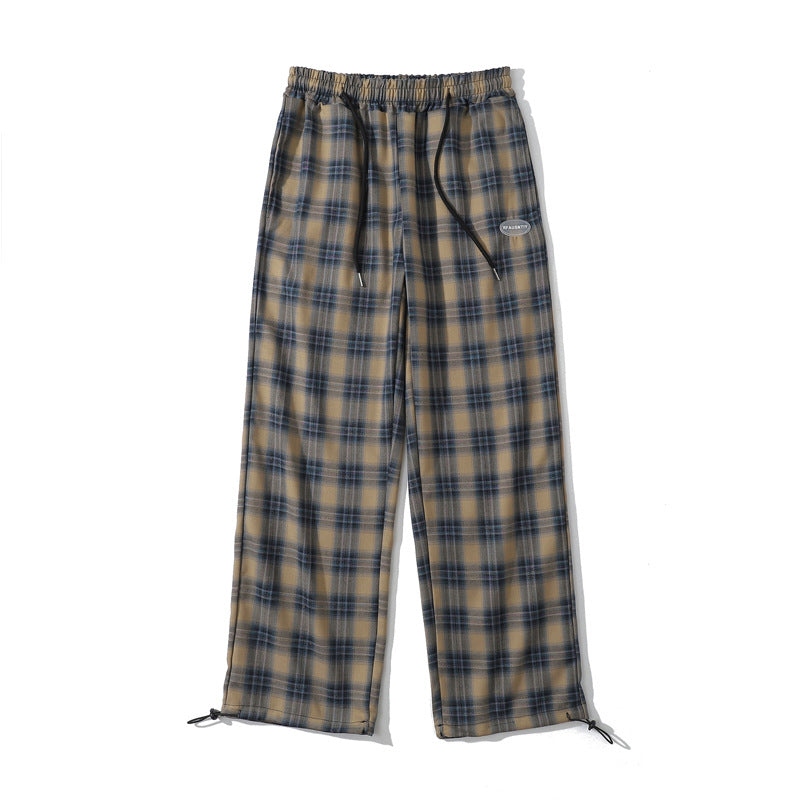 Plaid Trousers Drooping Straight Casual