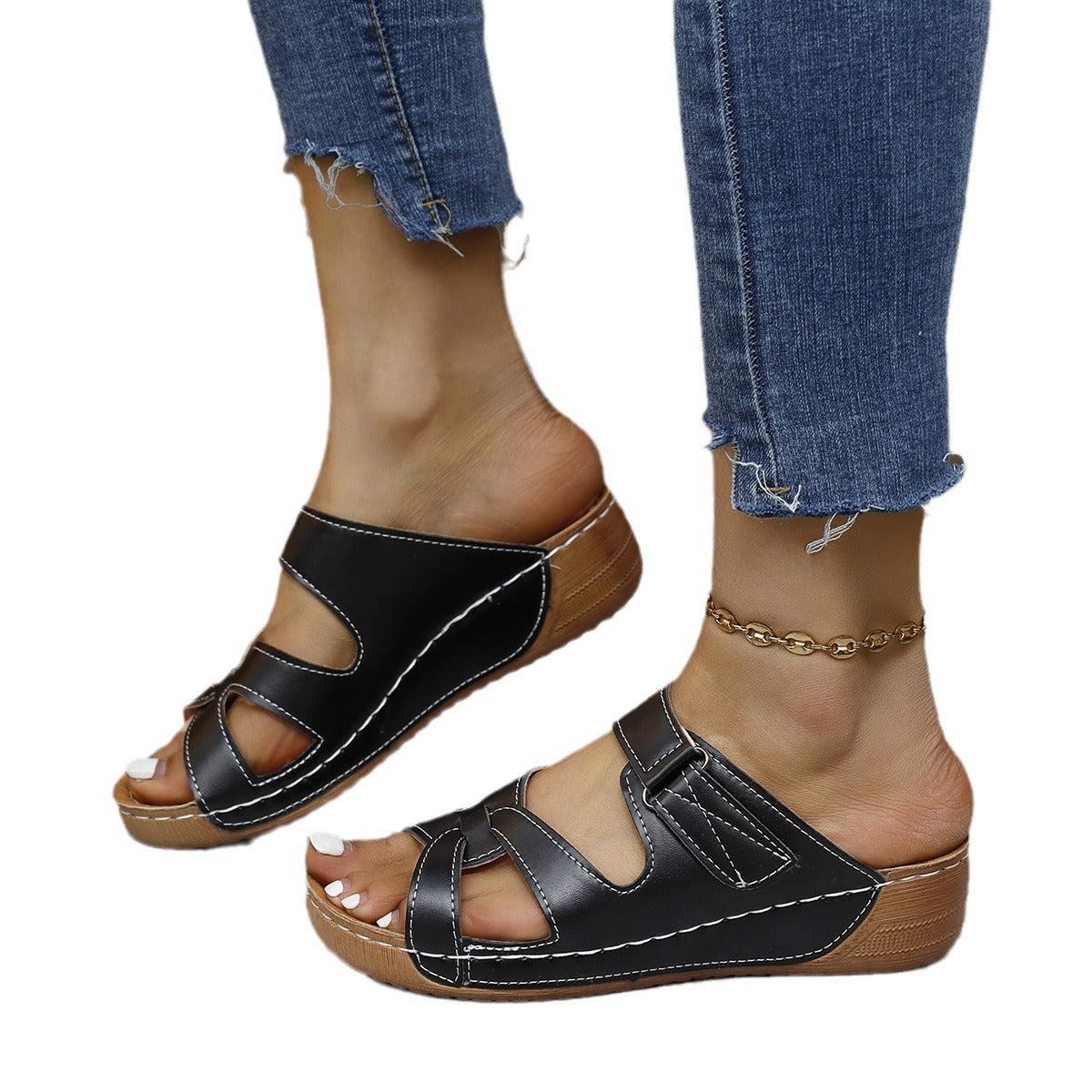 New Casual Wedge Platform Hollow Slippers For Women