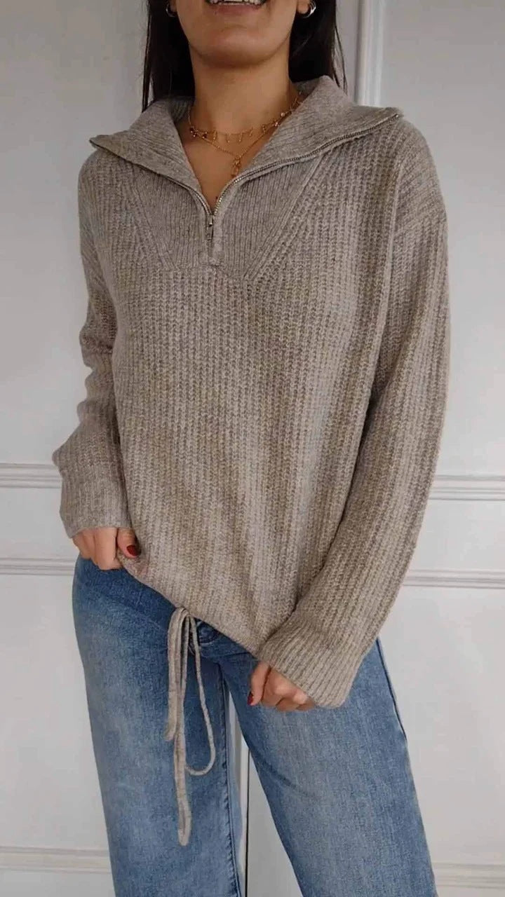 Knitwear Sweater Pullover High Collar Drawstring Women's Clothing