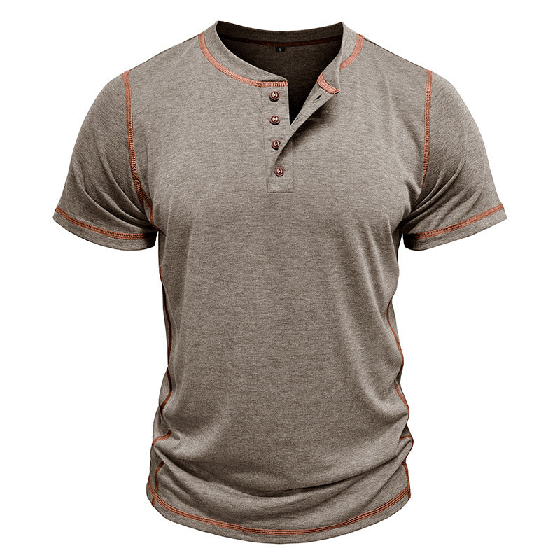 Short Sleeve Men's Round Neck T-shirt Color Matching Top