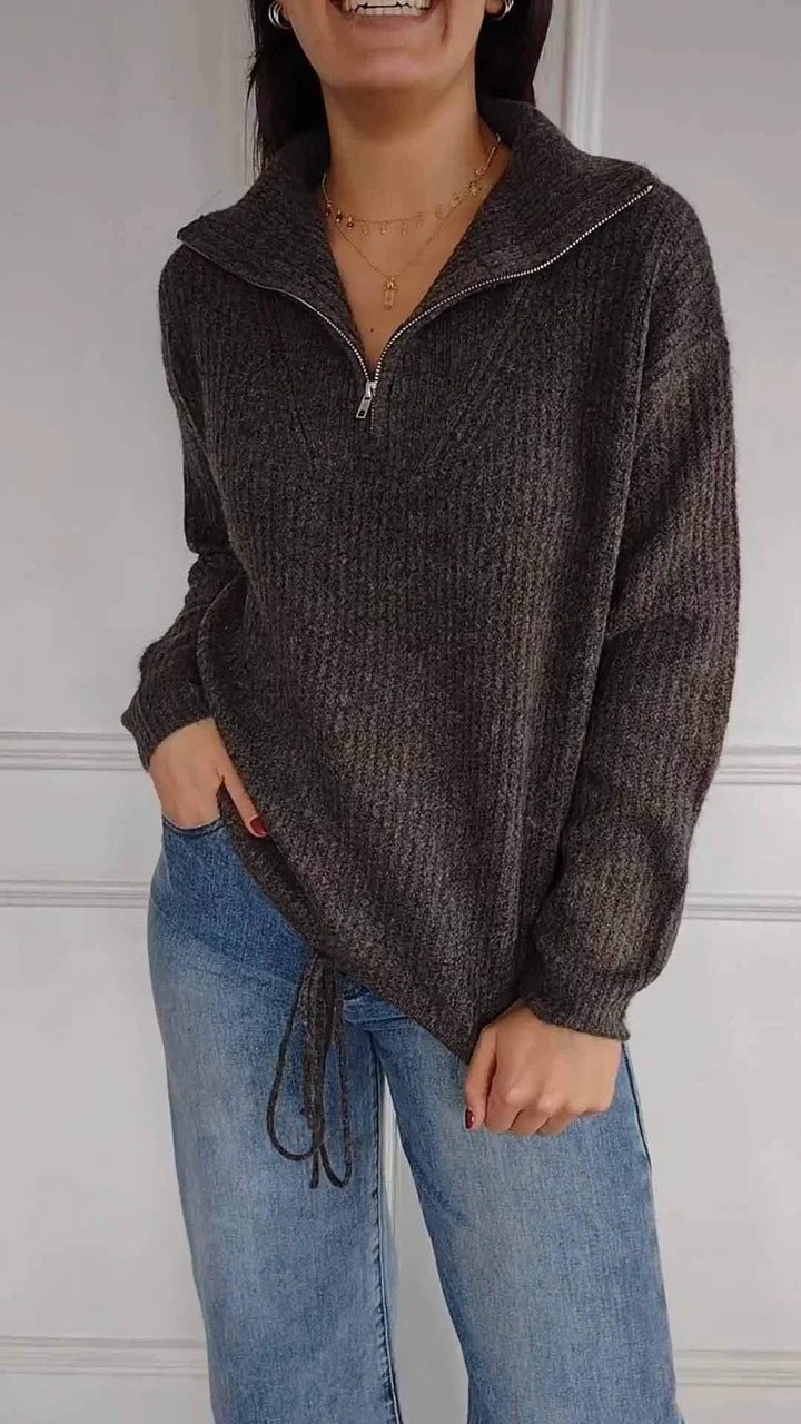 Knitwear Sweater Pullover High Collar Drawstring Women's Clothing